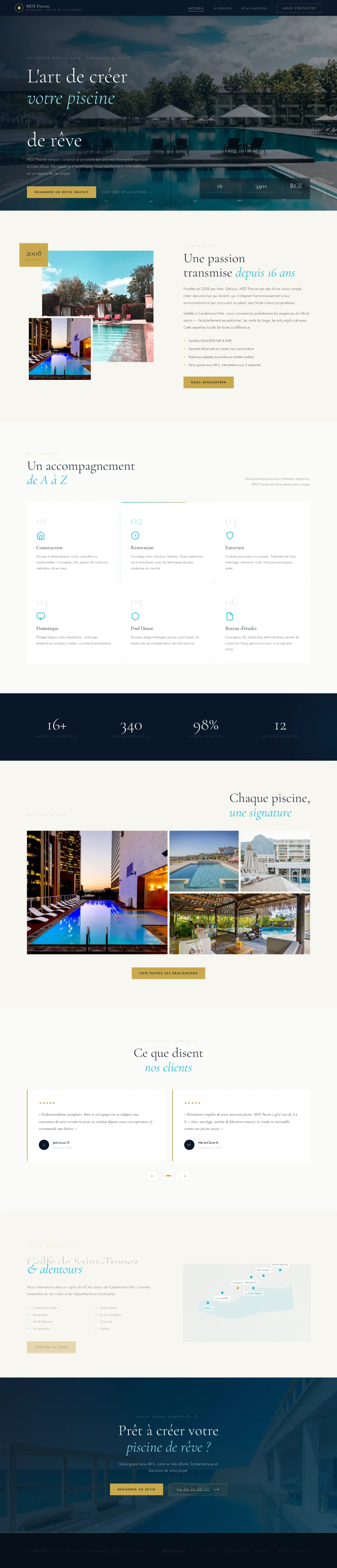 Le site MDZ Piscine, capture de la page entière