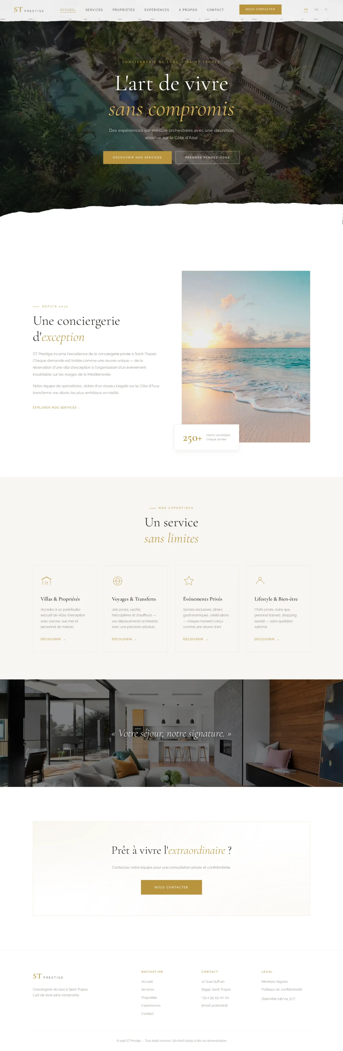 Le site ST Prestige, capture de la page entière